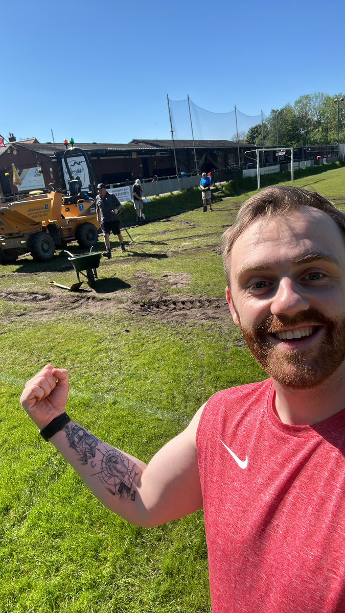 No better way to spend a sunny Sunday morning than getting @NewMillsFC pitch ready for the new season with new drains and soil going in