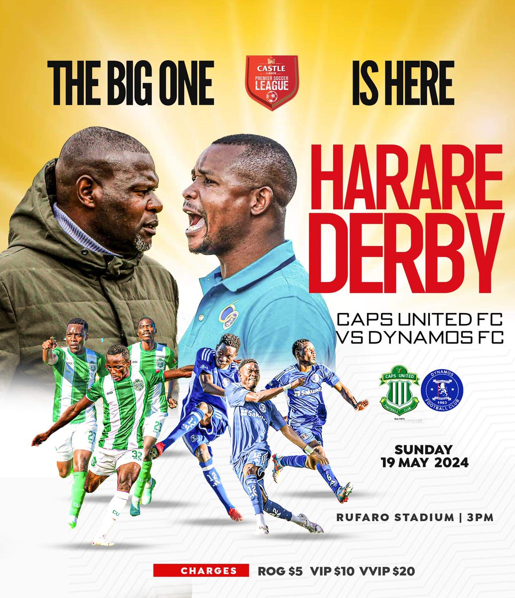 We'll be broadcasting the Harare Derby #PSL match live from Rufaro Stadium starting at 3pm this afternoon. #Dyanamos #CapsUnited @CastleLagerPSL #RufaroStadium