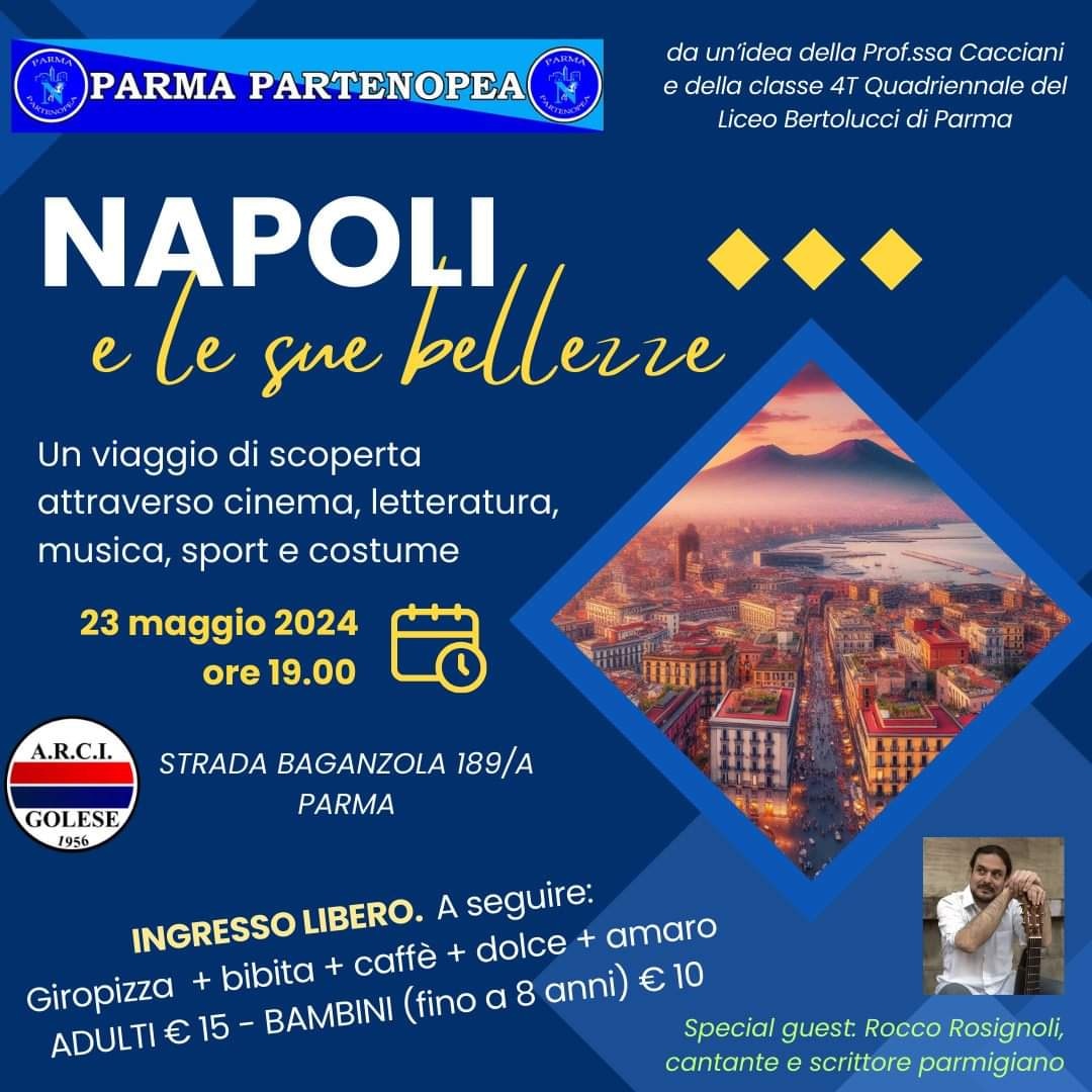 "NAPOLI E LE SUE BELLEZZE"
Vi aspettiamo giovedì 23 maggio 2024 alle ore 19 presso il nostro Circolo, per questo evento ad ingresso libero, che ci porterà alla scoperta del mondo partenopeo attraverso racconti, video e musica live che si alterneranno dal nostro palco.