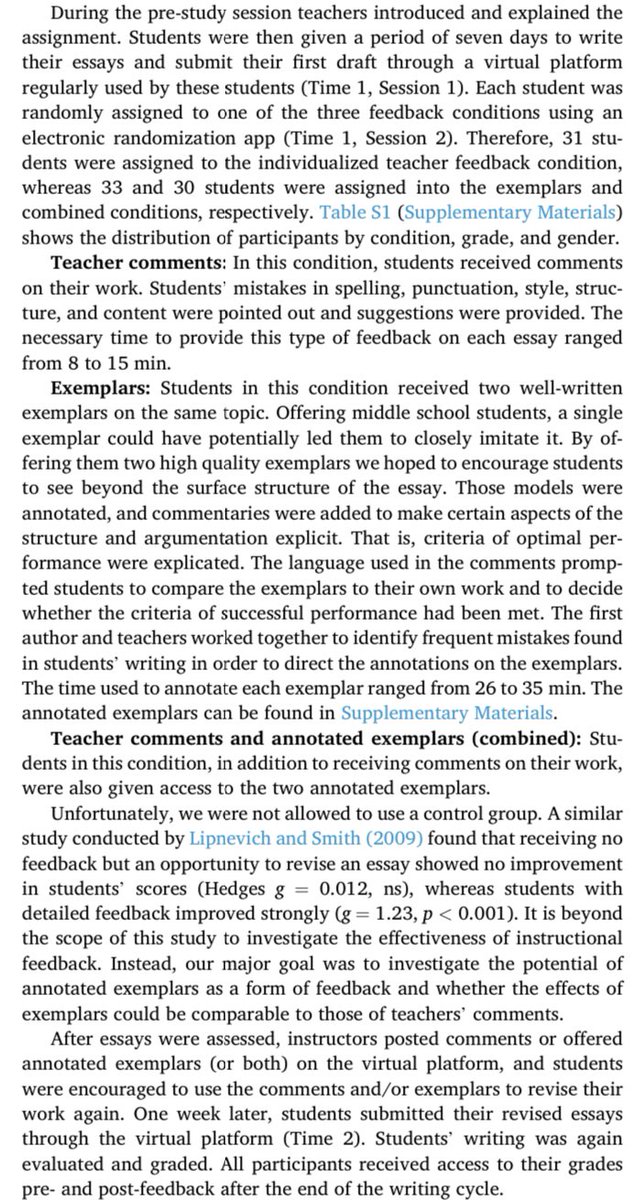 Revisiting Teacher feedback vs. annotated exemplars: Examining the effects on middle school students’ writing performance anastasiyalipnevich.com/wp-content/upl… three conditions 👇