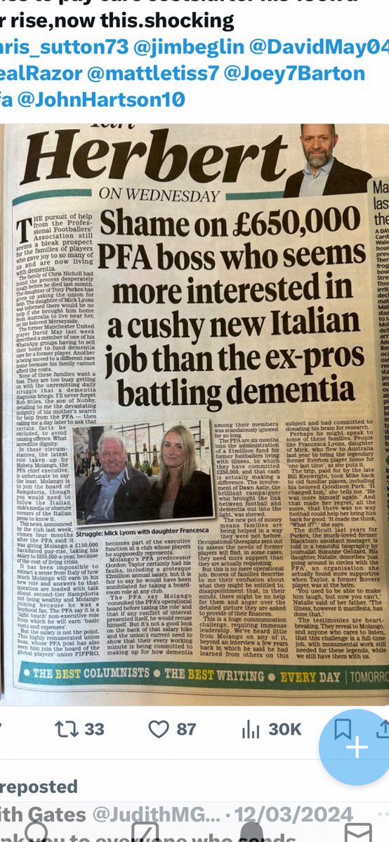 John Stiles (@johnstiles64) on Twitter photo PFA CEO MAHETA MOLANGO.DO YOU BELIEVE REPETITIVE HEADING CAUSES CTE/DEMENTIA? <a href="/chris_sutton73/">Chris Sutton</a> <a href="/jimbeglin/">Jim Beglin</a> <a href="/DavidMay04/">David May</a> <a href="/Joey7Barton/">Joey Barton</a> <a href="/PFA/">PFA</a> <a href="/mattletiss7/">Matt Le Tissier ✝️</a> <a href="/RealRazor/">Neil Ruddock</a> <a href="/GaryLineker/">Gary Lineker</a> <a href="/GNev2/">Gary Neville</a> PFA CEO MAHETA MOLANGO.DO YOU BELIEVE REPETITIVE HEADING CAUSES CTE/DEMENTIA? <a href="/chris_sutton73/">Chris Sutton</a> <a href="/jimbeglin/">Jim Beglin</a> <a href="/DavidMay04/">David May</a> <a href="/Joey7Barton/">Joey Barton</a> <a href="/PFA/">PFA</a> <a href="/mattletiss7/">Matt Le Tissier ✝️</a> <a href="/RealRazor/">Neil Ruddock</a> <a href="/GaryLineker/">Gary Lineker</a> <a href="/GNev2/">Gary Neville</a> 