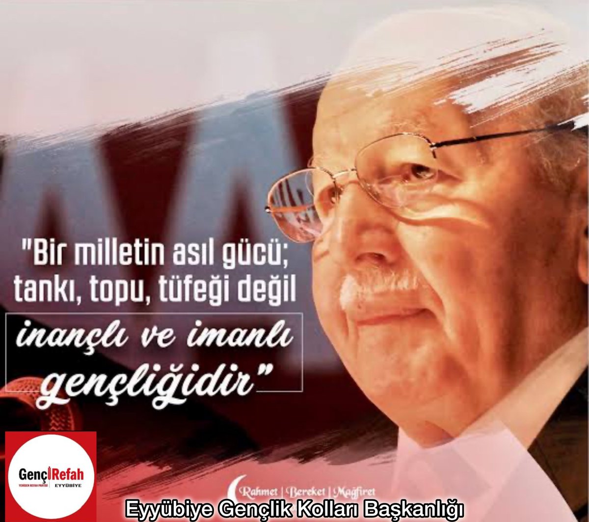 Merhum ERBAKAN hocamızın izinde gitmekte olan milli görüş ruhlu gençlik ve geleceğin teminatı olan inançlı ve imanlı gençlik #19MayısGenclikveSporBayramı  kutlu olsun.
<a href="/erbakanfatih/">Dr. Fatih Erbakan</a> 
<a href="/suatkilic/">Suat KILIÇ</a> 
<a href="/melihguuner/">Melih Güner</a> 
<a href="/ismailcankaya_/">İsmailcan KAYA</a> 
<a href="/mfatihmujdeci/">Muhammed Fatih Müjdeci</a> 
<a href="/DoganBekin/">Doğan Bekin</a> 
<a href="/rprefahpartisi/">Yeniden Refah Partisi</a>