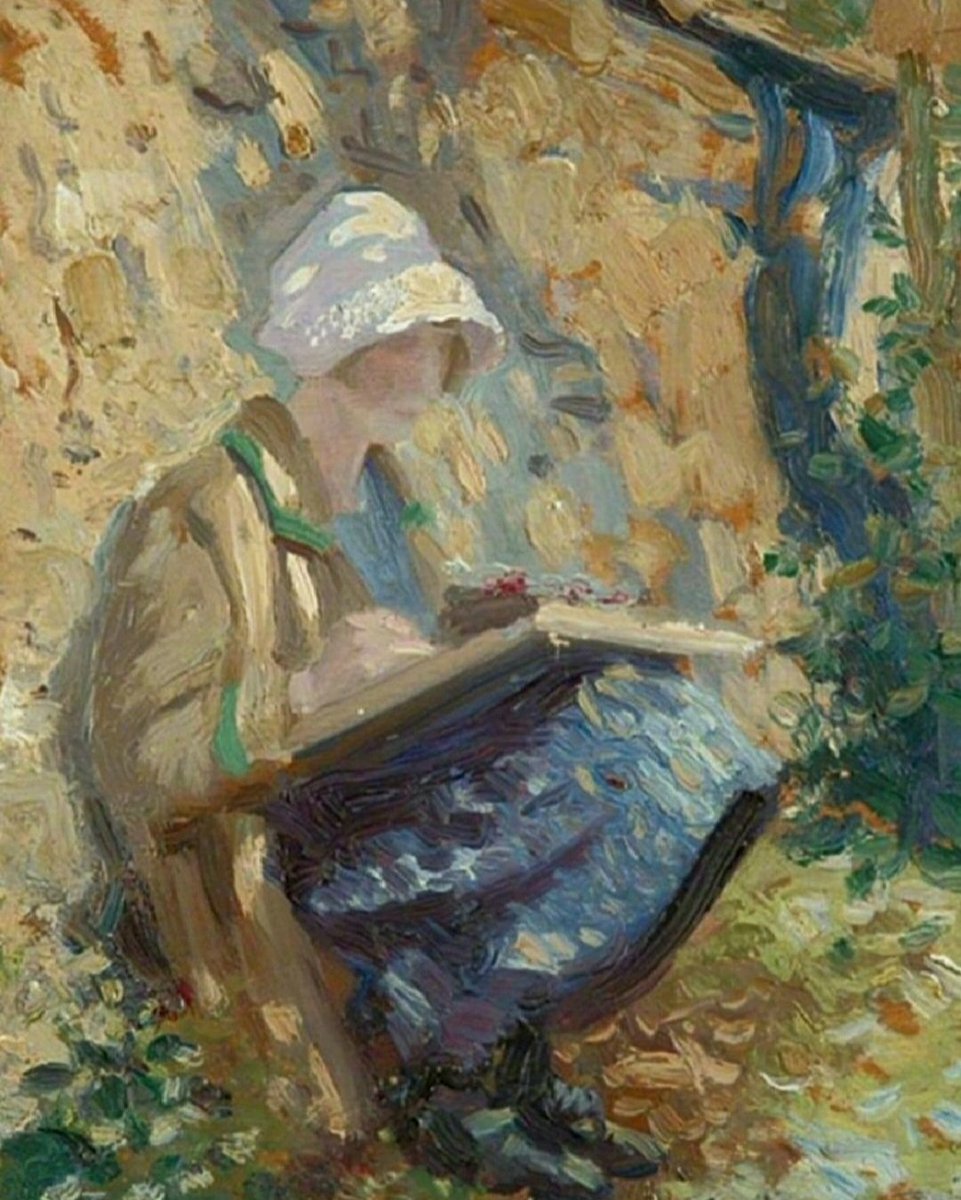 'Sketching in a Wood.' (1926) Louis Ginnett's painting is typical of many British artists who shunned the avant garde between the wars; this work had enormous appeal, with an emphasis on continuity; this picture, as did so many others, features his daughter Mary.