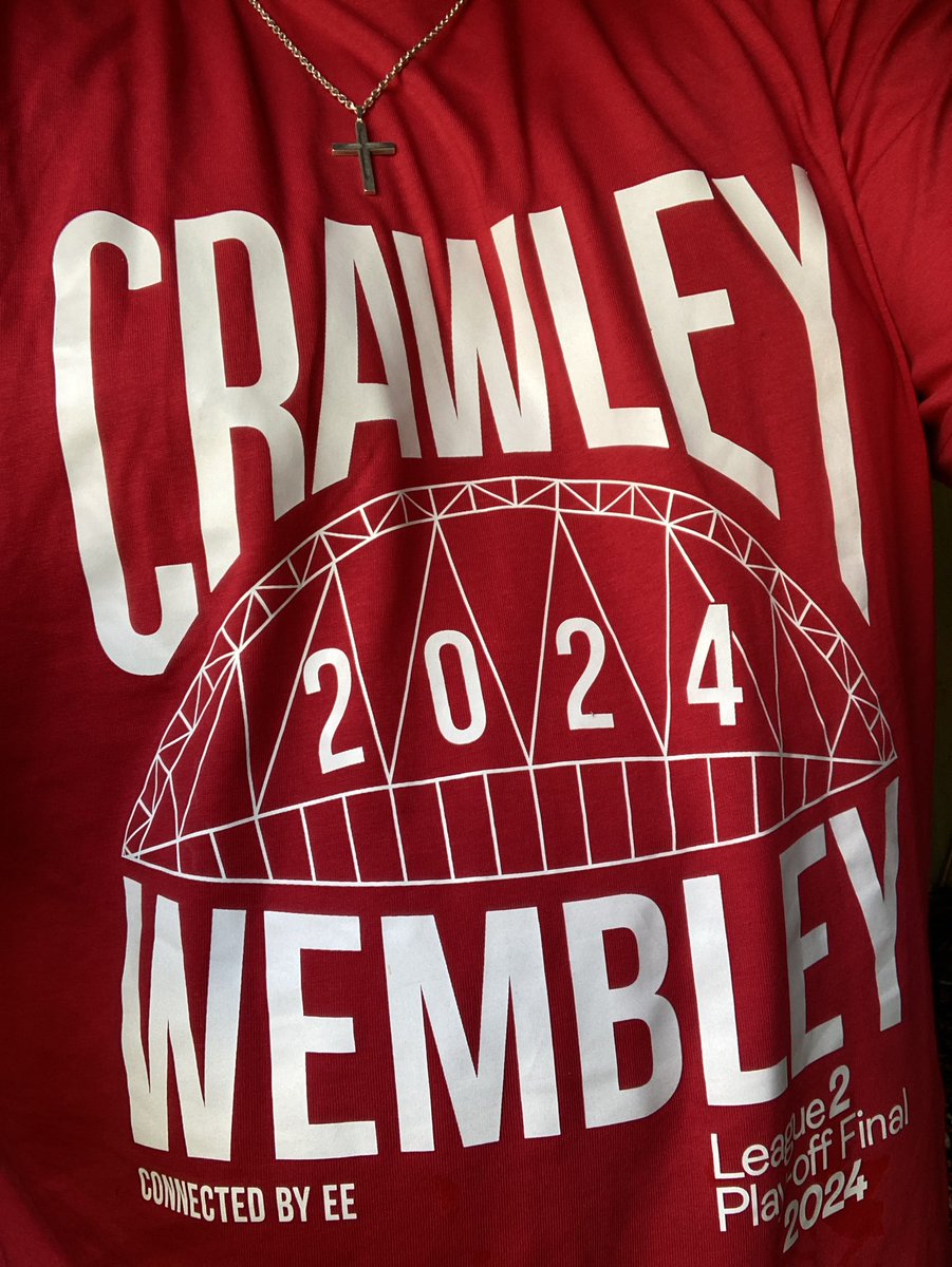 Wearing my @crawleytown tee for todays final. Come on you reds! Will be cheering for my normal team later this afternoon!!!