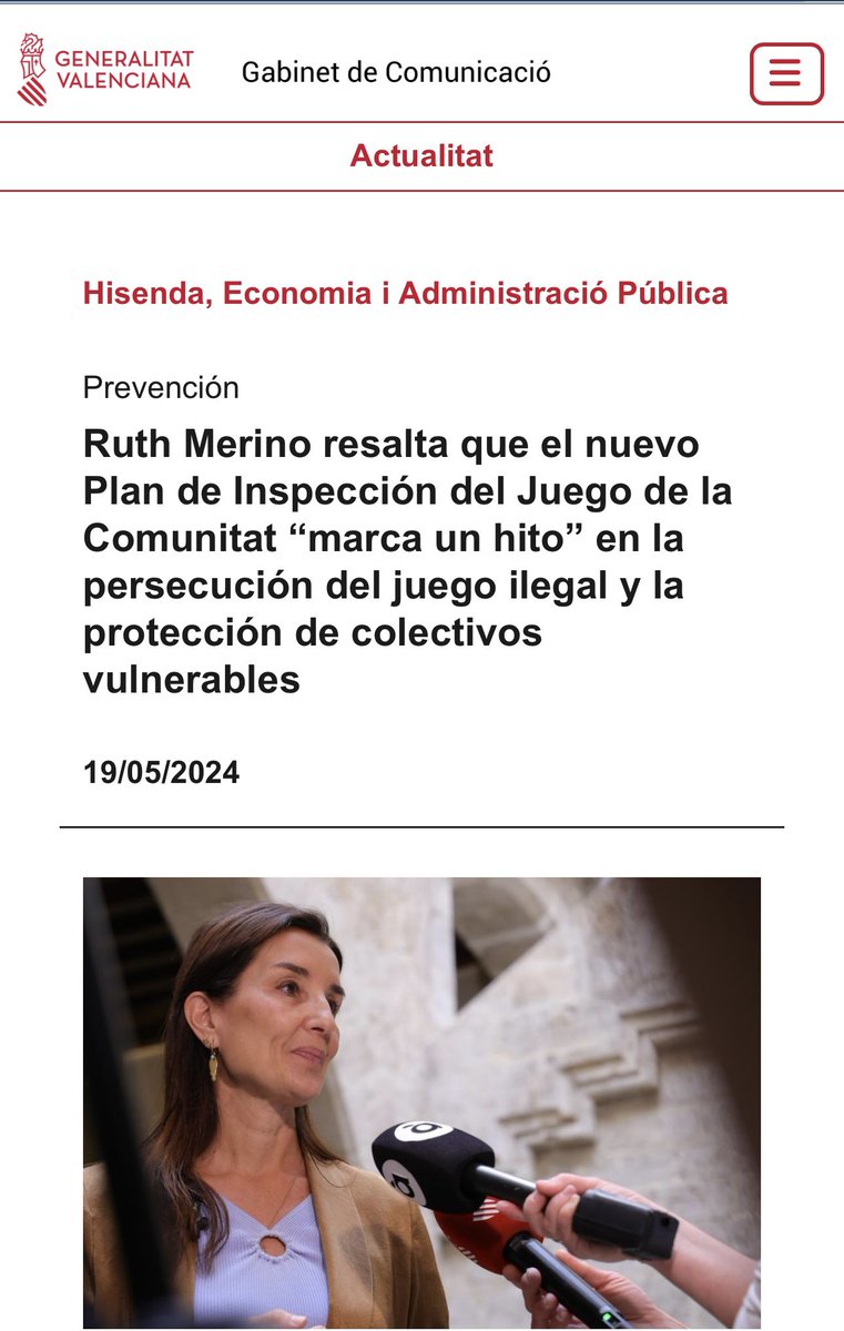 .@rut_merino resalta que el nuevo Plan de Inspección del Juego de la Comunitat “marca un hito” en la persecución del juego ilegal y la protección de colectivos vulnerables comunica.gva.es/va/detalle?id=…