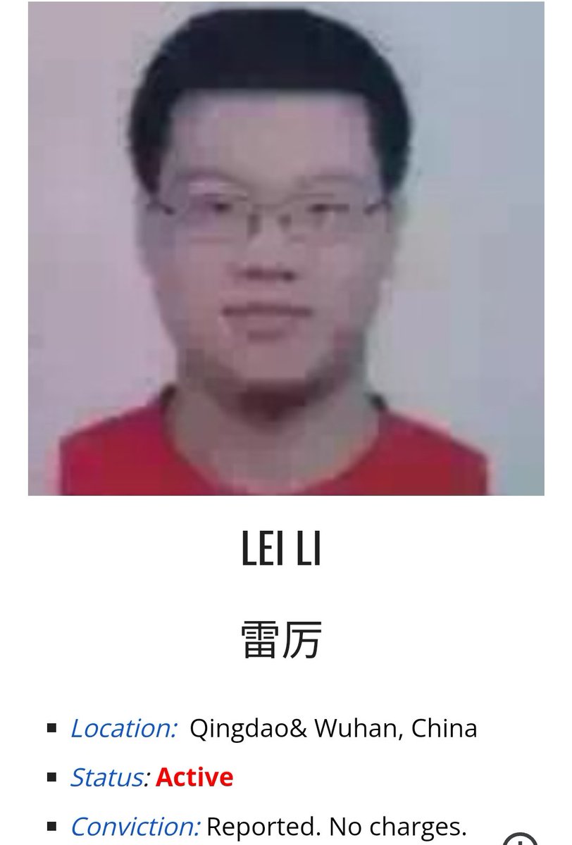 China Cat Abusers list: 
No. 14   LEI LI 
                  雷厉

More info. 
felineguardians.org/abuser-list/le…

#catabuserschina
#stopchinacattorture
#China
#LEI_LI
#Anonymous_For_The_Voiceless
@ChineseEmbinUS
