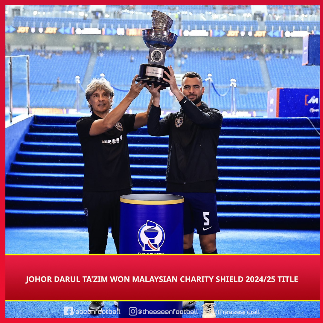 🏆 Johor Darul Ta'zim received Malaysian Charity Shield 2024/25 title  🇲🇾

Johor Darul Ta'zim was recognized to win 0-3 in the final after Selangor withdrew for security reasons.

📸 JDT