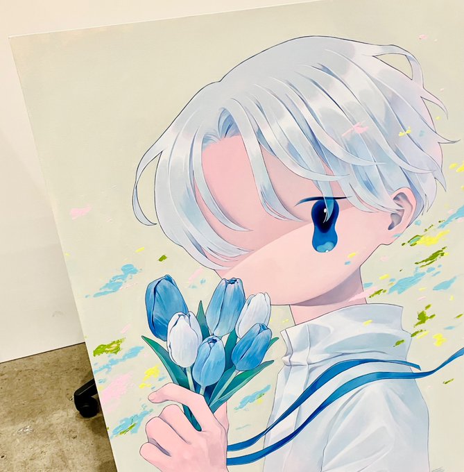 「holding flower white flower」 illustration images(Latest)
