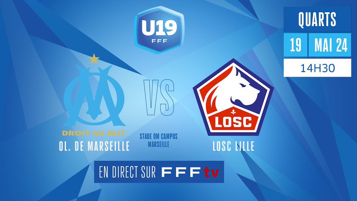 ⚽️ Quart du championnat de France U19 🎙️ Marseille vs Lille 📺 #OMLOSC en direct intégral et gratuitement sur la chaîne Youtube de la @FFF à 14h30 avec notamment Keyliane Abdallah, neveu de @filoumaoulida côté #OM! 👀 youtube.com/live/XlGgJwTwR… #TeamOM #LOSC #TeamLOSC @EspoirsduFoot