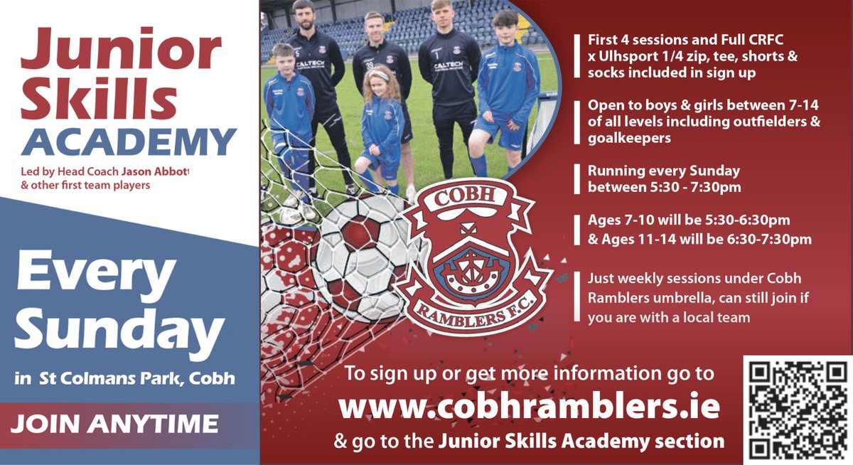 Our Junior Skills Academy continues today and you can still join in the fun..

Sign up for our Junior Skills Academy and join in today⚽️
A great experience and fun for all🟣🔵

cobhramblers.ie/junior-skills-…