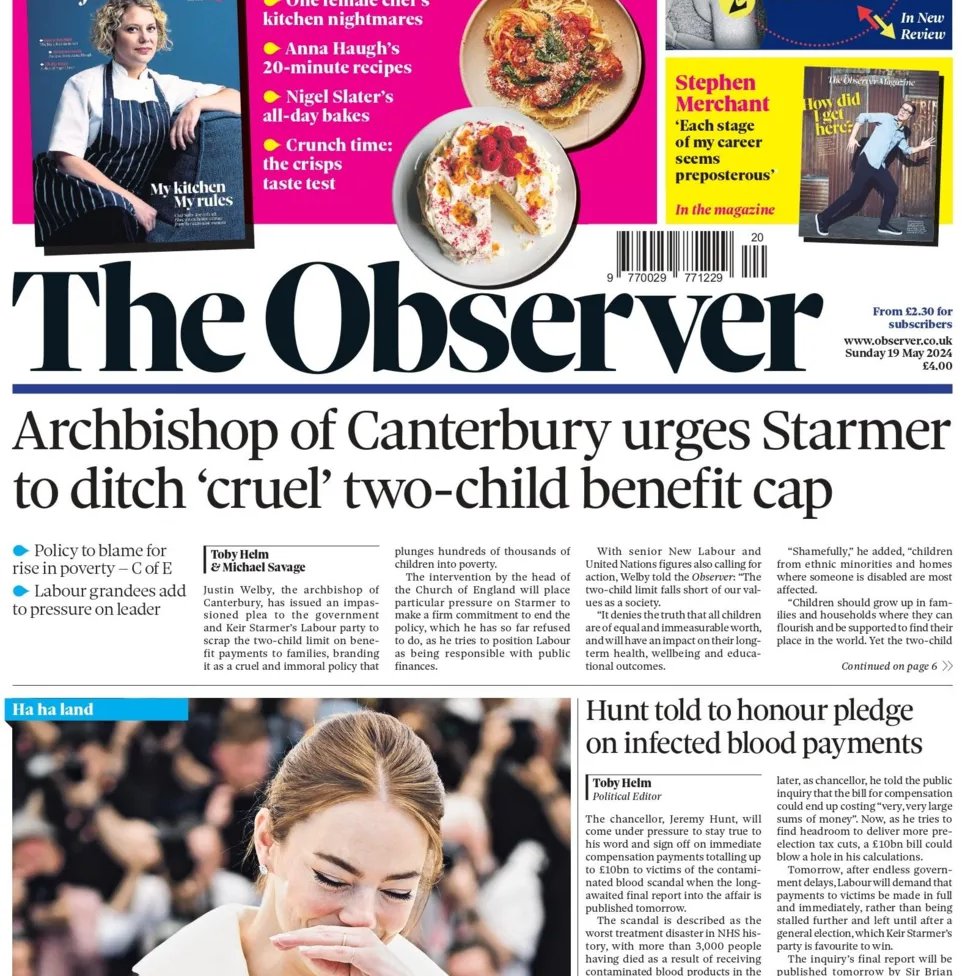 Justin says when Starmer is PM at the next general election, he should end a two-child benefit cap policy. The Archbishop says this would lift thousands of UK children out of poverty. Yes it would Justin & there'd be no need to beg if you hadn't backed the wrong guy in 2019!