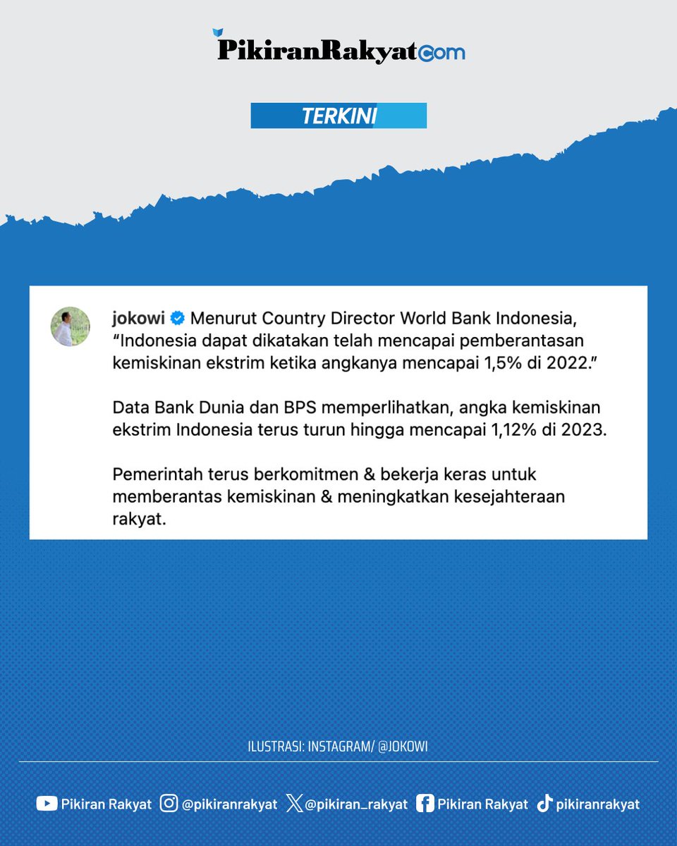 Presiden Joko Widodo mengeklaim angka kemiskinan di Indonesia turun hingga 1,5 persen. Bahkan menurutnya, kesuksesan tersebut sudah diakui oleh Bank Dunia. . Jokowi pun membandingkan data milik Bank Dunia dengan angka kemiskinan yang tercatat di Badan Pusat Statistik (BPS).