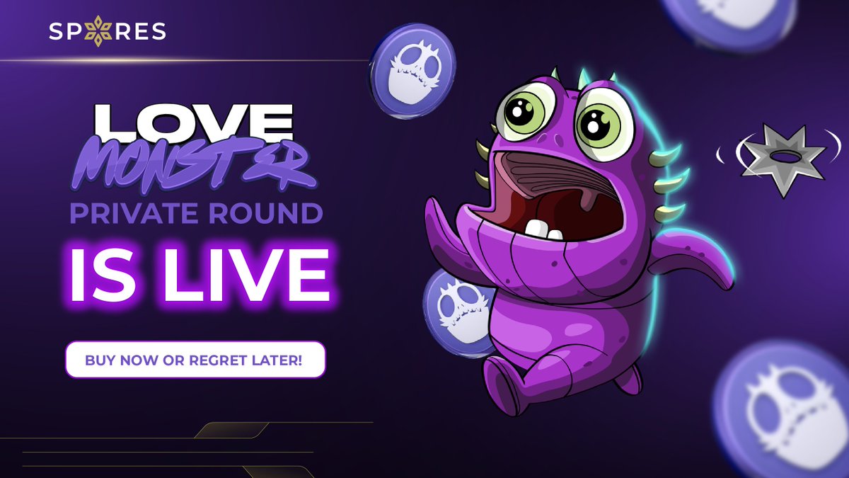 🔥 @PlayLoveMonster PRIVATE ROUND IS LIVE NOW 🔥 Attention, Spores fellows! The Private Round is only open in 2 days, so seize this chance now or never. ➡️ JOIN NOW: launchpad.spores.app/ido/love-monst… ⏰ DURATION: 10 AM UTC, 19th May - 11 AM UTC, 21st May ➡️ Love Monster is an immersive