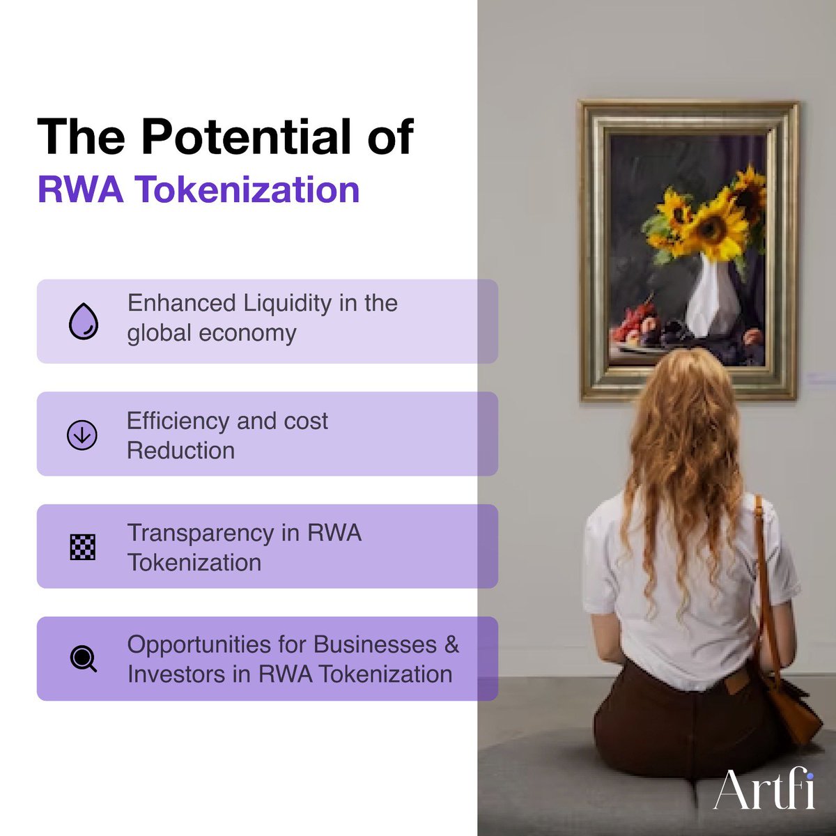 The potential of RWA Tokenisation. The latest trending sector. Learn how we are making it possible for #RWArt.  ⬇️ 

artfi.world/blog/unlocking…