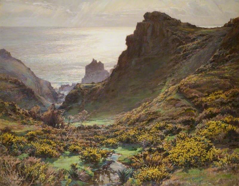 Good Day! 
On the Cornish Cliffs (Kynance Cove) by Garstin Cox c.1932 
Oil on Canvas 
(Alfred East Art Gallery)