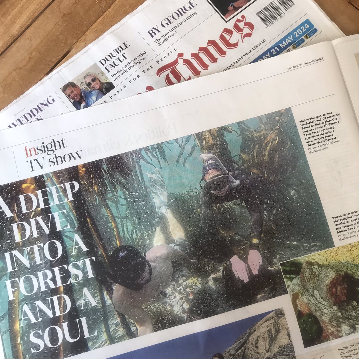 A deep dive into a forest and a soul... Not in tonight's episode of 'Bewonder & Bewaar' but soon! Thank-you Leonie Wagner at @SundayTimesZA for this beautiful article in today's paper.