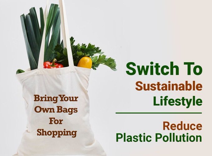 Bring your Own bags for shopping. Switch to sustainable Lifestyle #ChooseLiFE #MissionLiFE