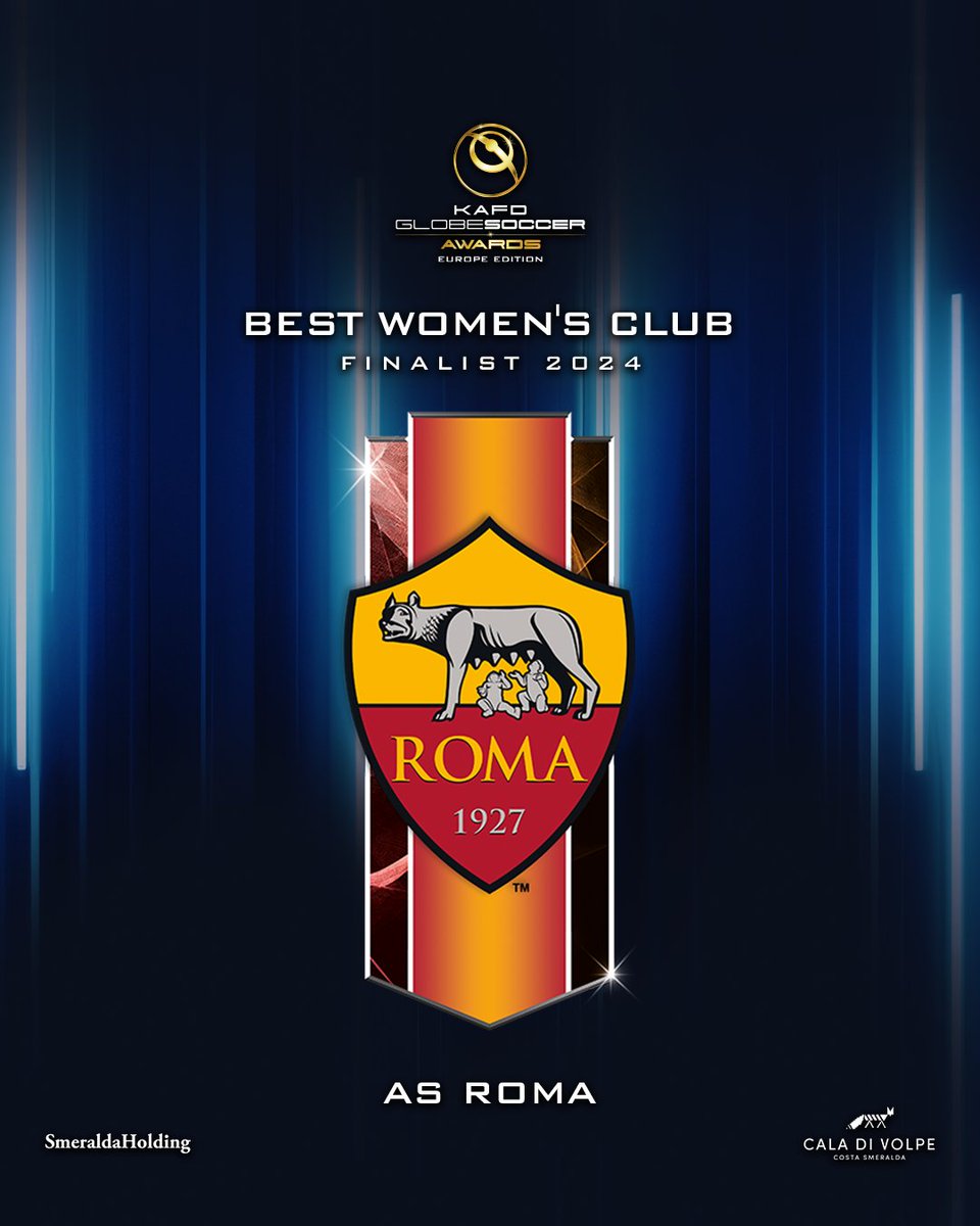 Will Roma Femminile be named the BEST WOMEN'S CLUB at the @KAFD #GlobeSoccer European Awards? 🏆 @asromawomen #KAFD #HotelCaladiVolpe #SmeraldaHolding