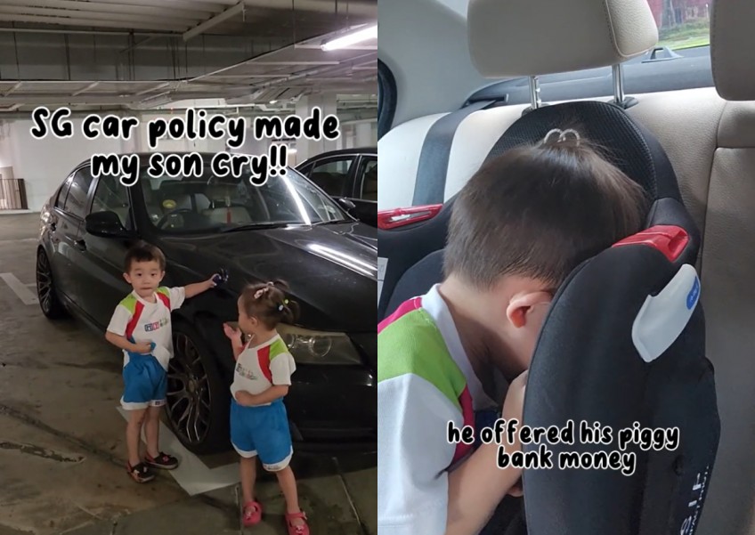 'Car policy made our son cry': Preschooler tearfully bids family car goodbye after COE expires bit.ly/4dDO0hE