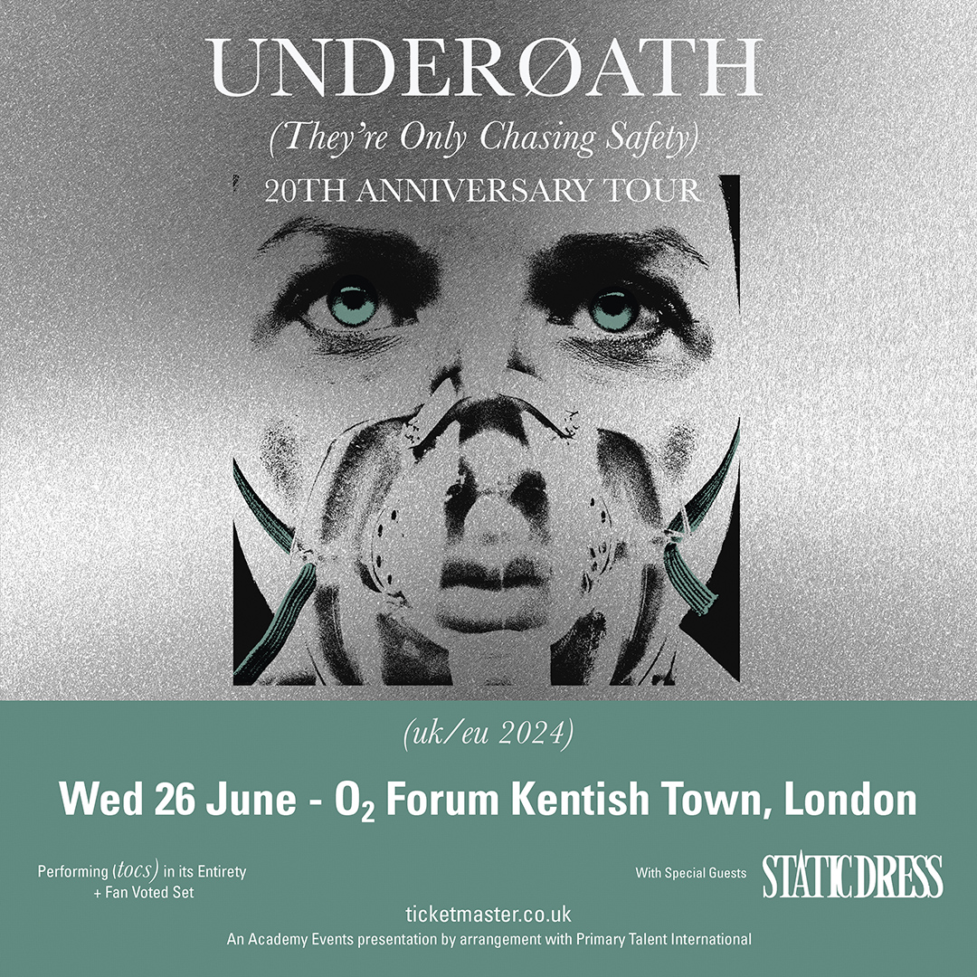 GRAMMY nominated @UnderoathBand celebrate the 20th anniversary of their 2004 album, 'They’re Only Chasing Safety', here on Wed 26 Jun. They're joined by @staticdress. 🔗 amg-venues.com/y41k50RIAyu