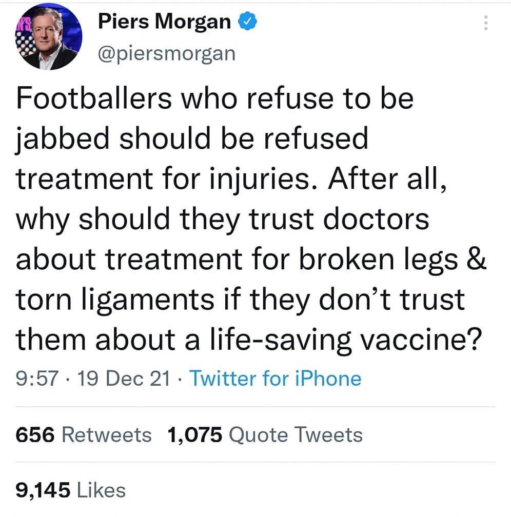 Piers Morgan blocked me for sharing this. Never let these people forget how they behaved.
