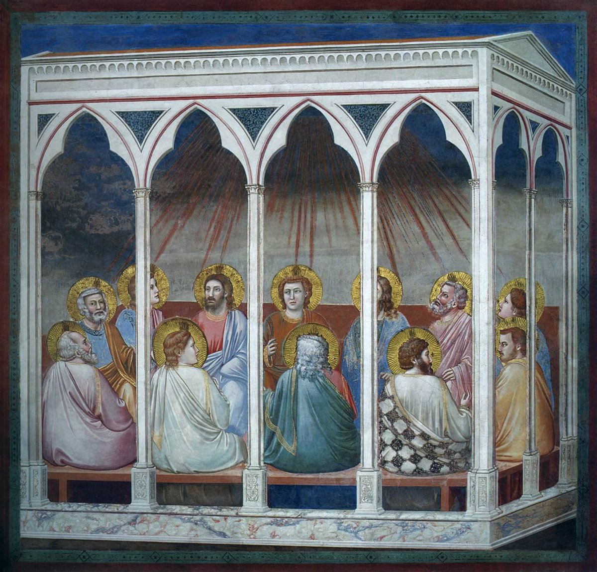 Zesłanie Ducha Świętego 1. Giotto (ok. 1266 – 1337) fresk w kaplicy Scrovegnich w Padwie, 1304-1306