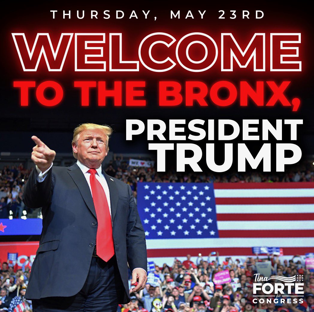 President @realDonaldTrump in the Bronx this Thursday!

Register for the event here: event.donaldjtrump.com/events/preside…