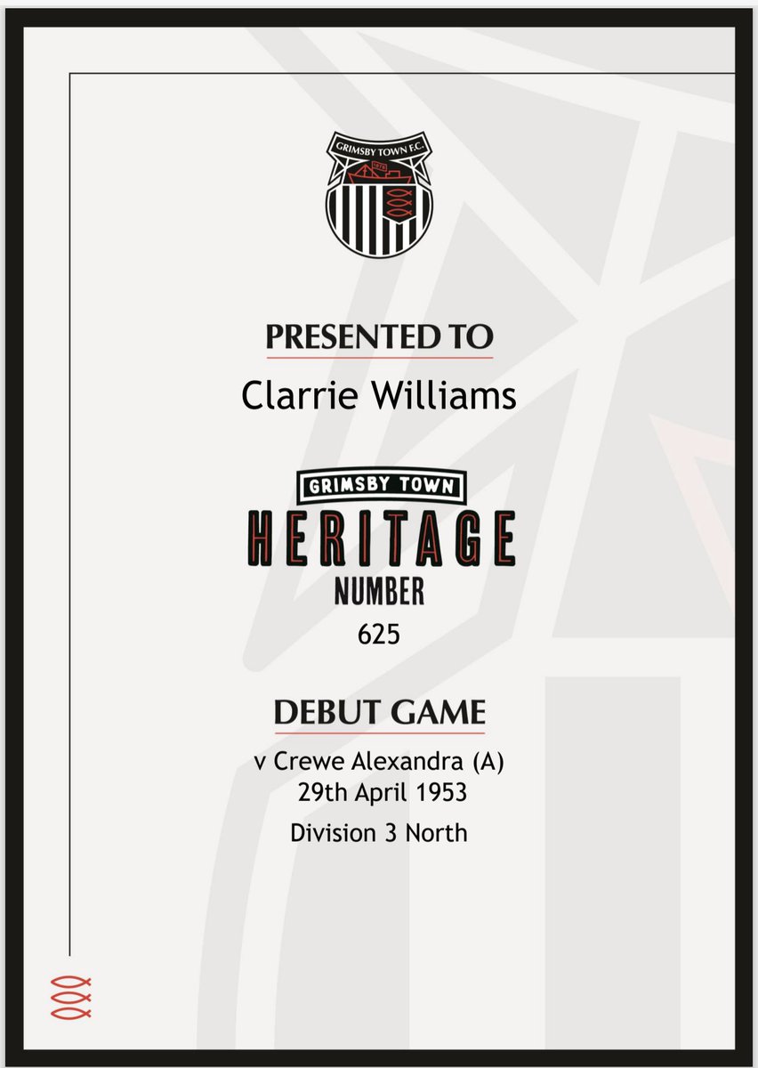 A recognisable face to many that supported #GTFC in the 1950’s - Clarrie (Clarry) Williams is player #625 to have represented the Club. Doing so more than 200 times His wife and family were delighted to receive his certificate and pin badge @chopsy22 #RememberWhenGTFC