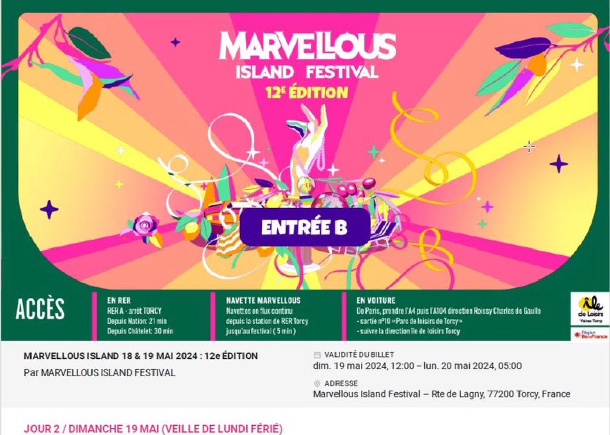 rub091's tweet photo. 4 #ticket pour #Marvellous #Island dispo Dimanche 19 Mai --> 25€ les enfants !
Accès avant 15h sinon +10€ à payer sur place
Jviens de #gagner des billets
Echange sur Paris, ou sur place sinon Paypal sécurisé ;)
 #place #billet #Festival #Concert #Plage #Torcy #MarvellousIsland https://t.co/6f0qVZNphr