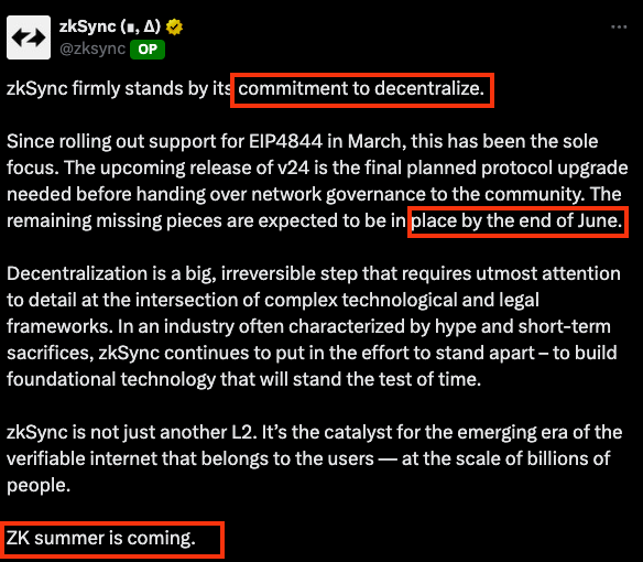 NOTethermatt (@0xethermatt) on Twitter photo $ZKS coming by the end of June! 🥳⏳
But did you position yourself within the ecosystem?
No worries, here's your chance to win
the <a href="/zksync/">ZKsync (∎, ∆)</a> starter-pack! 🎁
One lucky winner will receive:
- 20 $HOLD <a href="/HoldstationW/">Holdstation - The DeFAI Smart Wallet</a>
- 150 $KOI <a href="/koi_finance/">Koi Finance (∎, ∆)</a>
- 2 Million $MEOW <a href="/zeekcoin/">Zeek</a>
- 20 Million $ZKS coming by the end of June! 🥳⏳
But did you position yourself within the ecosystem?
No worries, here's your chance to win
the <a href="/zksync/">ZKsync (∎, ∆)</a> starter-pack! 🎁
One lucky winner will receive:
- 20 $HOLD <a href="/HoldstationW/">Holdstation - The DeFAI Smart Wallet</a>
- 150 $KOI <a href="/koi_finance/">Koi Finance (∎, ∆)</a>
- 2 Million $MEOW <a href="/zeekcoin/">Zeek</a>
- 20 Million