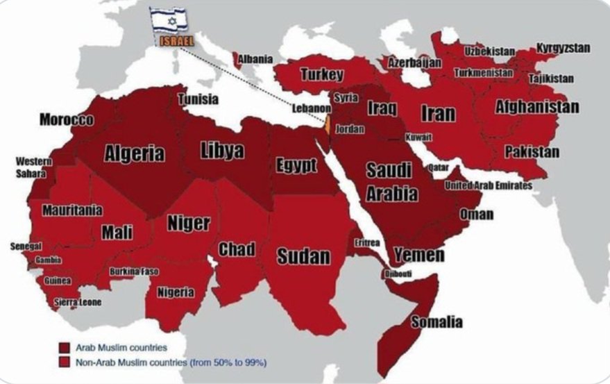 For those who don't know, the orange bit is Israel. This map brings things into perspective.