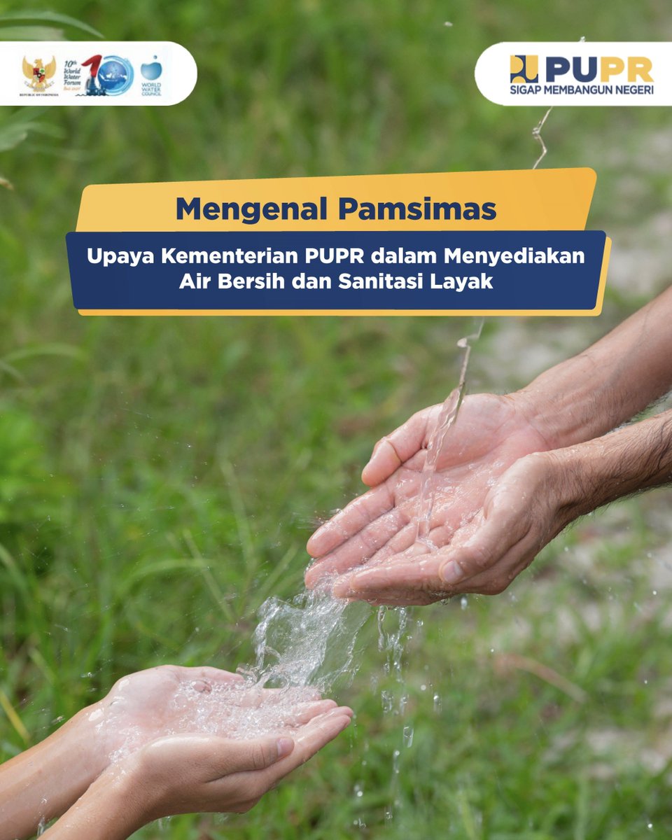 Tahukah #SahabatPUPR apa itu Pamsimas? 

Pamsimas merupakan program Kementerian PUPR yang bertujuan untuk meningkatkan akses air bersih dan sanitasi layak bagi masyarakat.

#SigapMembangunNegeri #10thWorldWaterForum #WaterForSharedProsperity