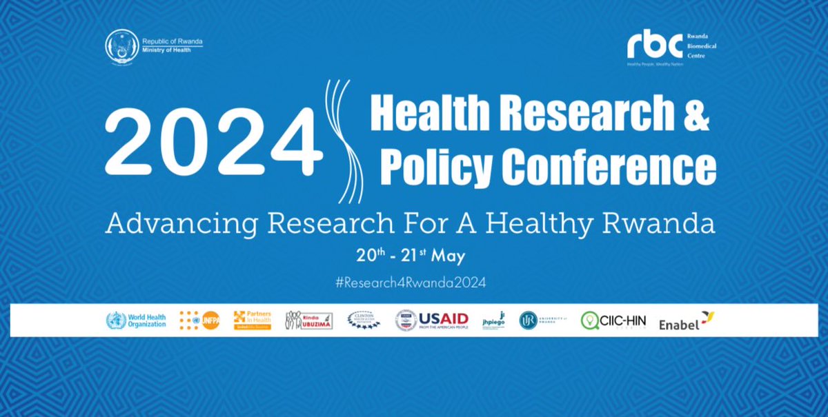 The 2024 edition of the Health Research and Policy Conference is here. Follow updates from this exciting two-day (20th - 21st May) meeting of policymakers and scientists, and engage with us using #Research4Rwanda2024.