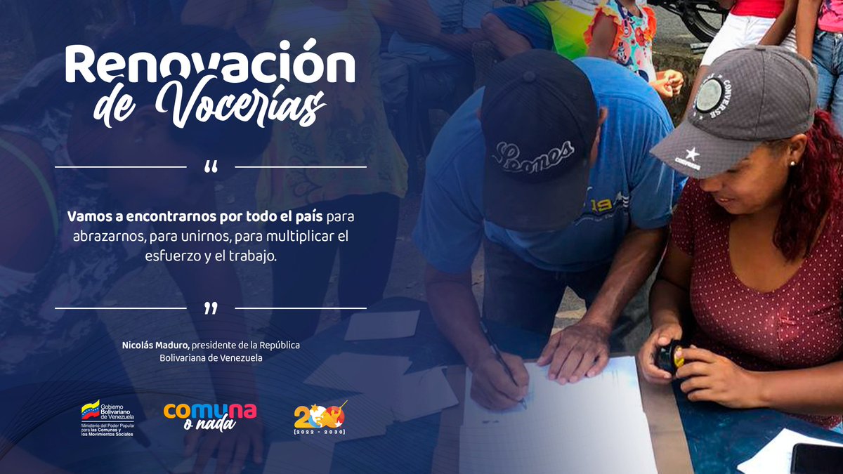 iLlegó el momento de reencontrarnos!

En elecciones 🗳️libres y directas elige tus vocerías para los comités y unidades de gestión de tu Consejo Comunal.

El proceso es fácil y eficiente 👩🏻💻

#VamosAReencontrarnos