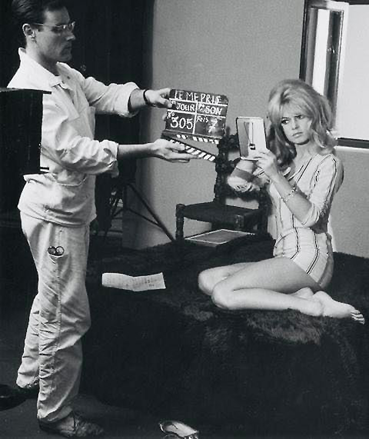 1963 Brigitte Bardot on the set of the film 'Le Mépris'.