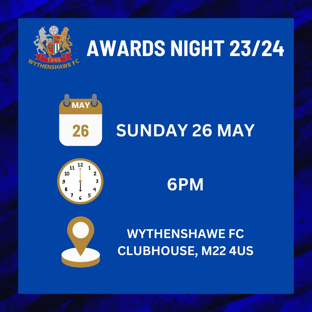 AWARDS NIGHT! Join us at the Ammies Clubhouse for our annual Awards Night on Sunday 26 May at 6pm to celebrate the fantastic achievements of our men's first team, reserve team and senior section during the 2023/24 season⭐ #UpTheAmmies 🔵⚪