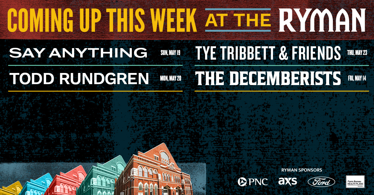 Coming up this week at the Ryman 🎤 We'll see y'all in the pews! 💒