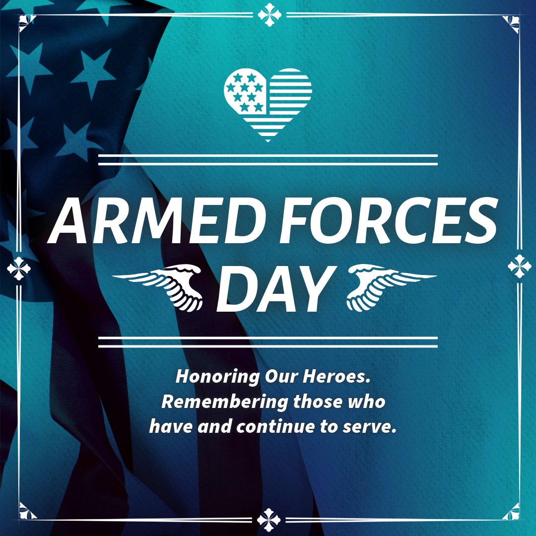 Happy Armed Forces Day!  💪

Honoring all service members for all their sacrifices. From our families to yours, Thank You! 

@USMC @USCG @USNavy @usairforce @SpaceForceDoD @USArmy

#armedforcesday