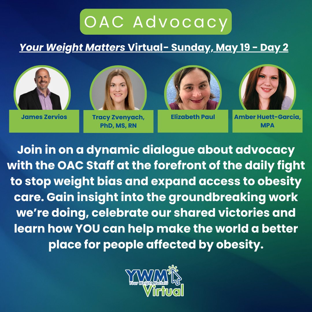 Prepare for another information-packed day with our amazing speakers as we wrap up Your Weight Matters Virtual 2024! 

You can still register:  ywmconvention.com/ywm-virtual/re…

#YourWeightMattersVirtual
