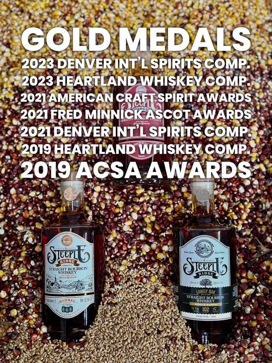 🎉Kicking ass and taking names! 🥇💪💥 Celebrating every victory along the way. 🎊 #SteepleRidgeBourbon 🥃

#Iowa #AwardWinning #Bourbon & #Rye #Whiskey #CraftDistilled #FarmToTable #FarmToBottle #Farmlife #Agriculture