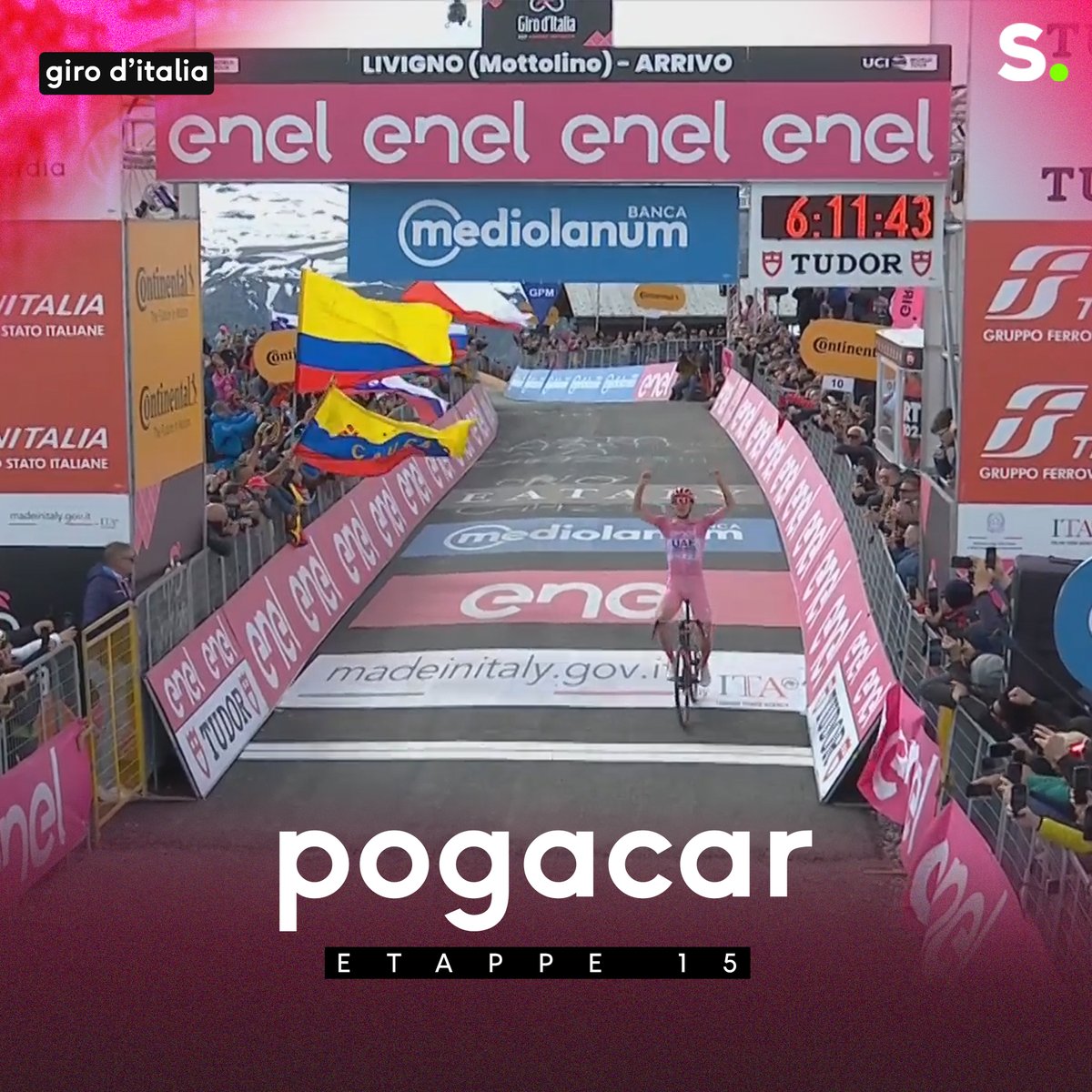 Wie anders dan Tadej Pogacar? De Sloveen rondt fameuze inhaaljacht af en wint de koninginnenrit van de Giro! Herbeleef etappe 15: sporza.be/nl/matches/wie…