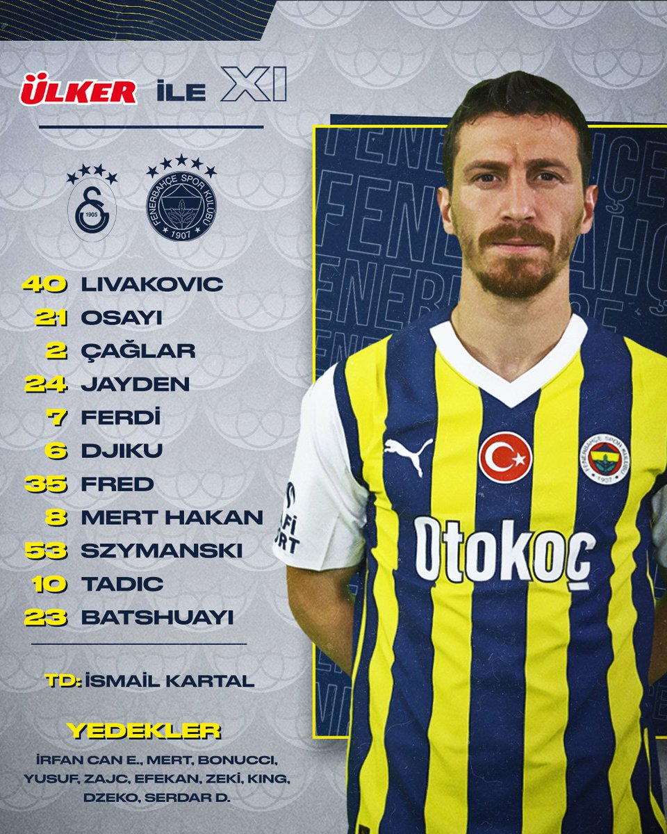 🏟 Galatasaray-Fenerbahçe derbisinde ilk 11'ler belli oldu. 🏆 Fenerbahçe'nin galibiyet alamadığı durumda Galatasaray şampiyonluğu ilan edecek.