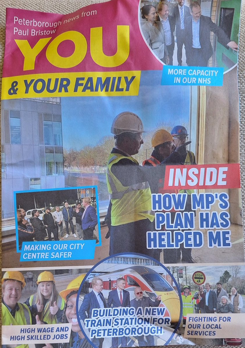 A short 🧵 about the latest newsletter from my local MP for #Peterborough, the delightful <a href="/paulbristow79/">Paul Bristow</a> 
Full of fascinating information. With an image for each snippet.
Front page - can anyone spot him proclaiming he’s a #Tory?  1/
