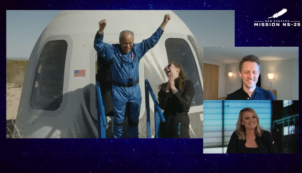 Astro_Cady's tweet photo. "I thought I didn't need it in my life, but I lied. This is a life changing experience. Everybody needs to do this." - Ed Dwight
@blueorigin #NS25 https://t.co/DleIsfVEUE