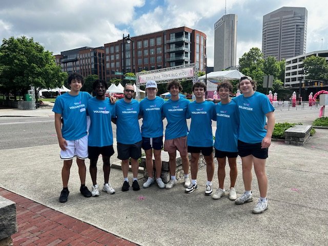 Braves football volunteered at Race for the Cure yesterday.
