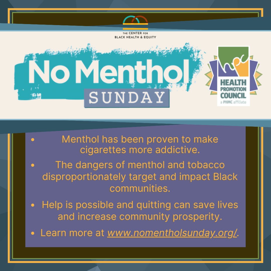 Check out some quick facts about just how dangerous menthol products can be this #NoMentholSunday as we work toward a tobacco future. nomentholsunday.org
