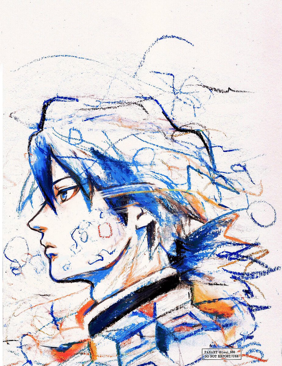 tomioka giyuu solo blue eyes simple background 1boy hair between eyes blue hair male focus  illustration images