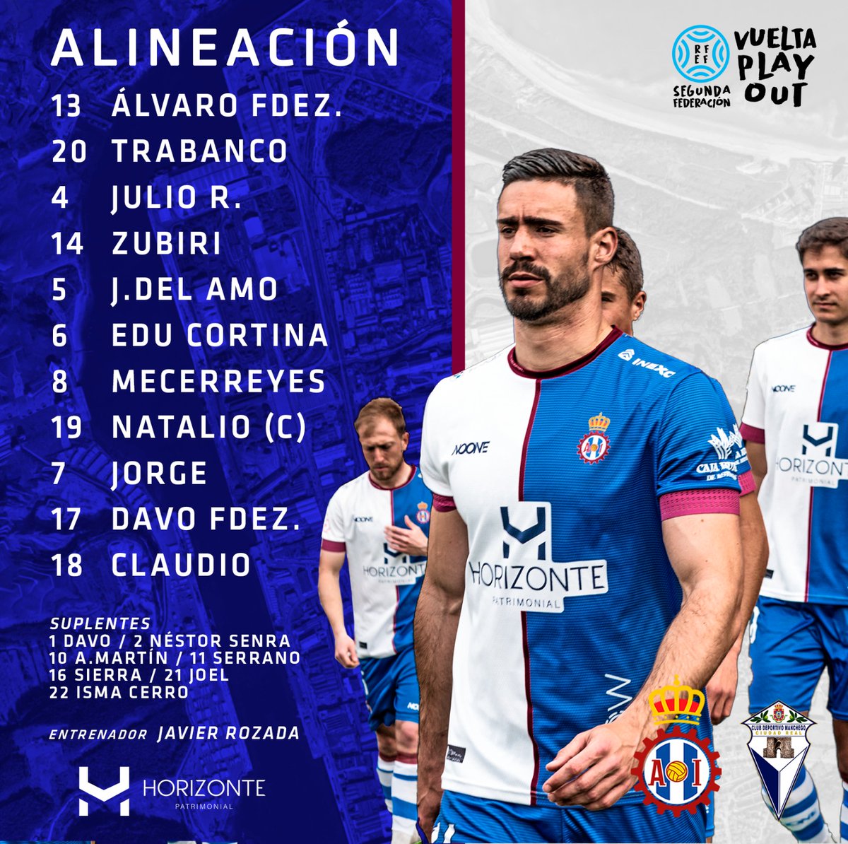 RealAvilesInd's tweet photo. 1️⃣1️⃣ Aʟɪɴᴇᴀᴄɪᴏ́ɴ 🆚 @CDManchegoCReal
🕕 18:00 horas
🏟️ Román Suárez Puerta
📺 https://t.co/pvXgyUkkuC
📱 Sigue el minuto a minuto en Twitter
#AREVENTAR 🔥
#RealAvilésIndustrial 🔵⚪🔴 https://t.co/Zi23HsR54k