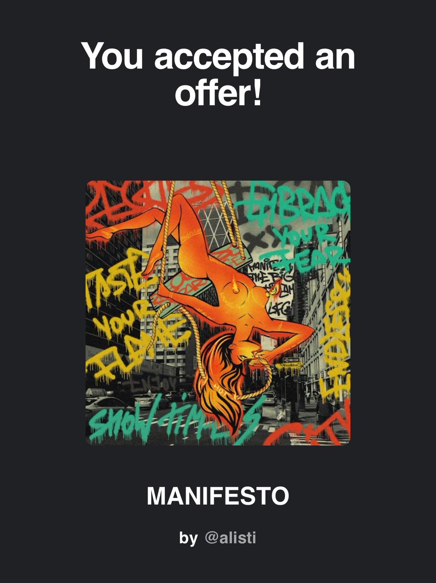 “Manifesto” is in @Ferrysabah wallet now! I’m incredibly glad you’ve connected with this artwork! Thank you very much and my congratulations! 😌🥂❤️‍🔥