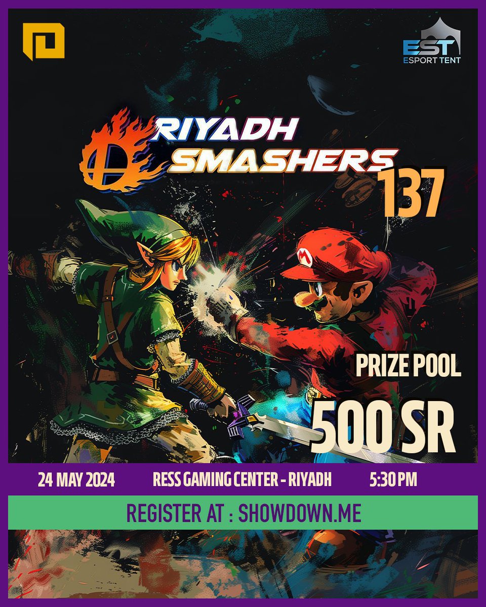 جاك الإعصار السعودي 🌪️🇸🇦
يسرنا الإعلان عن بطولة <a href="/Riyadh_Smashers/">Riyadh Smashers</a> رقم ١٣٧ 🔥 
من تنظيم الفريق الفولاذي <a href="/ESportTent/">EST</a> 🤖🔥

رابط التسجيل ⬇️

showdown.me/tournaments/29…